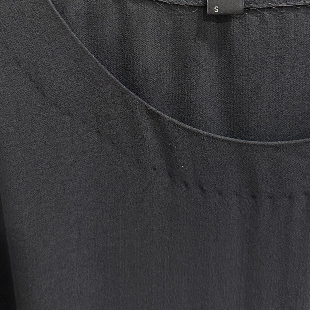 Eileen Fisher Gray Black Silk Georgette Satin Sleeveless‎ Shift Dress Small Luxe - Picture 5 of 11